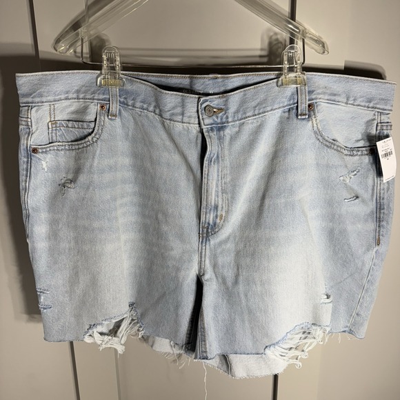 Old Navy Pants - Old Navy Slouchy Straight Denim Shorts Womens Size 22 High Rise Distressed NEW